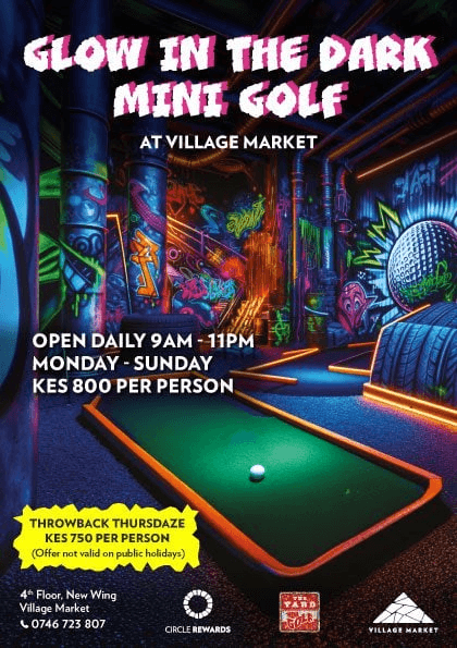 GLOW IN THE DARK MINI GOLF event poster