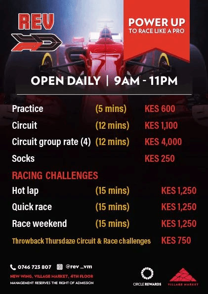 REV VIRTUAL RACING EXPERIENCE event poster